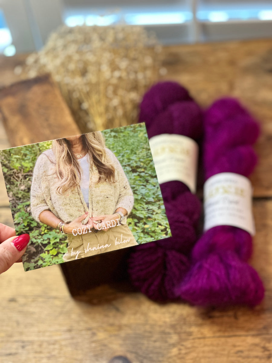 Cozy Cardi Sweater Kit Color Way Very Berry – Chelsea Yarns