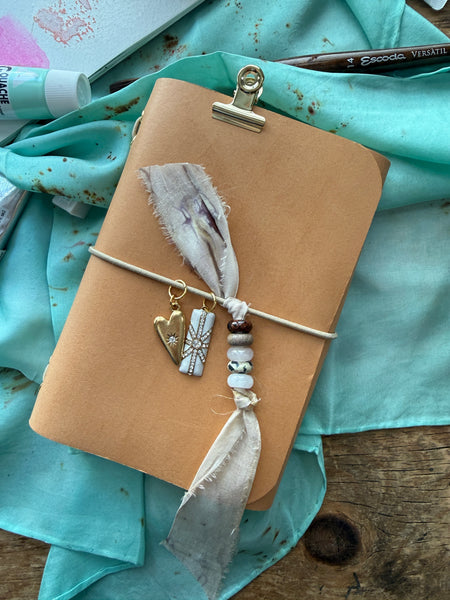 Chelsea Notes Passport Leather Journal Color Natural with 2 Charms