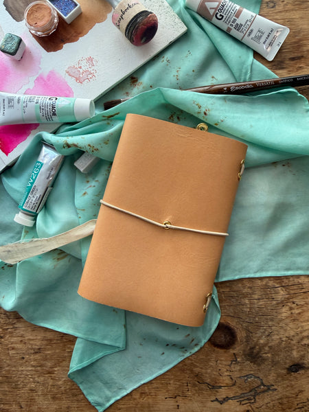 Chelsea Notes Passport Leather Journal Color Natural with 2 Charms