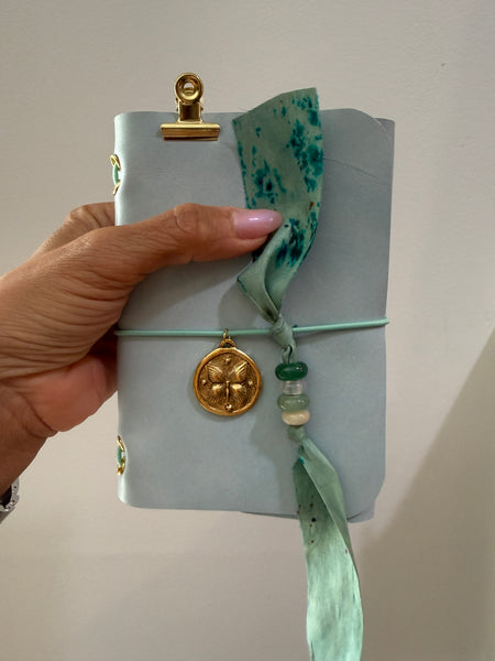 Chelsea Notes Passport Leather Journal Color Blue with Heart