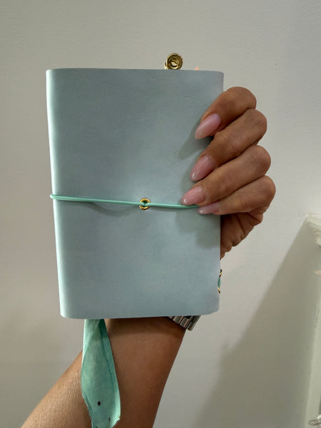 Chelsea Notes Passport Leather Journal Color Blue with Heart