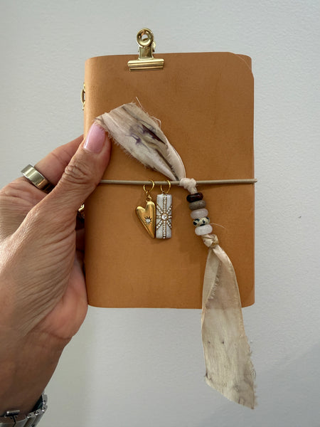 Chelsea Notes Passport Leather Journal Color Natural with 2 Charms