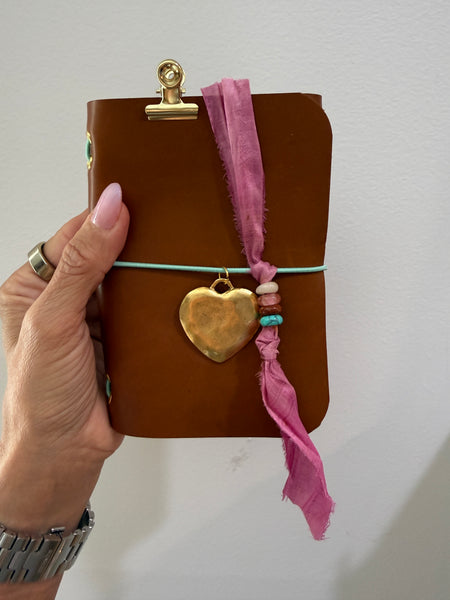 Chelsea Notes Passport Leather Journal Color Whiskey with Heart