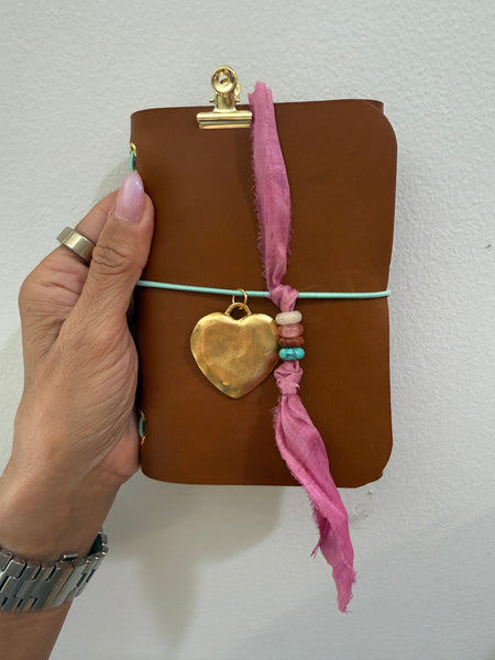 Chelsea Notes Passport Leather Journal Color Whiskey with Heart