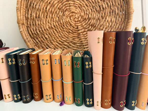 Chelsea Notes A5 Leather Journal Burgandy with 2 Charms