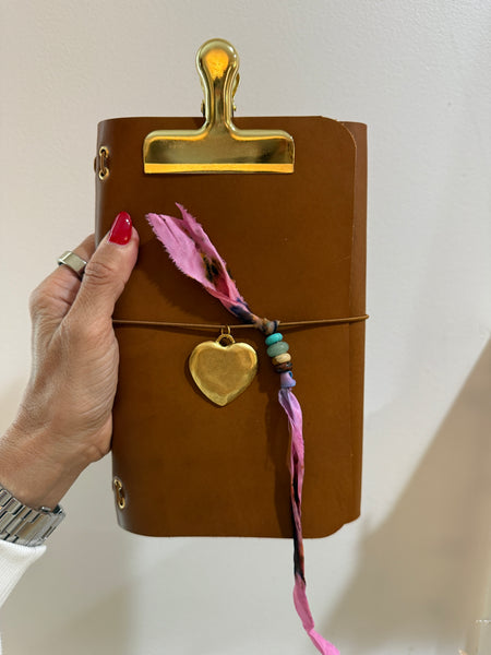 Chelsea Notes A5 Leather Journal Whiskey with Gold Heart