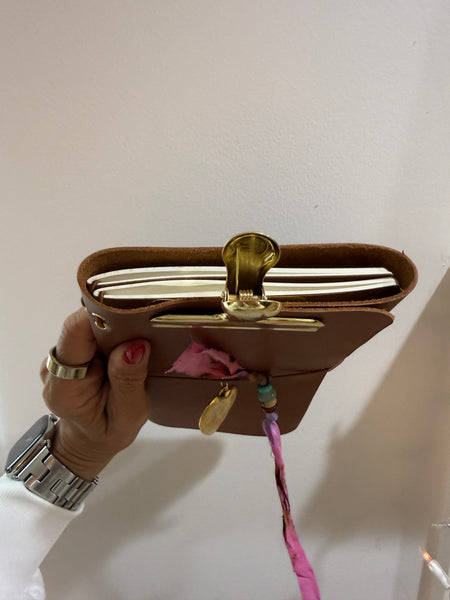 Chelsea Notes A5 Leather Journal Whiskey with Gold Heart