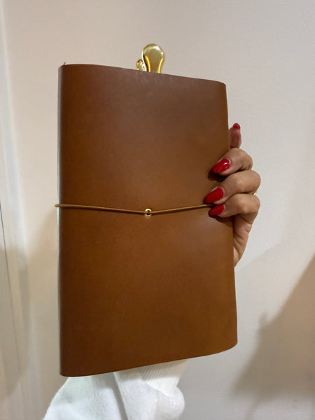 Chelsea Notes A5 Leather Journal Whiskey with Gold Heart