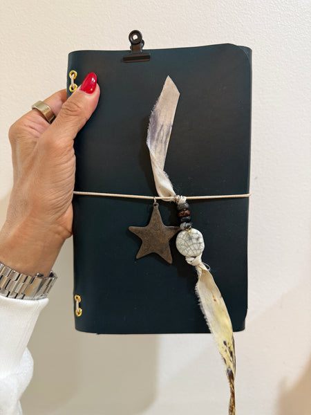 Chelsea Notes A5 Leather Journal Teal with Vintage Star Charm