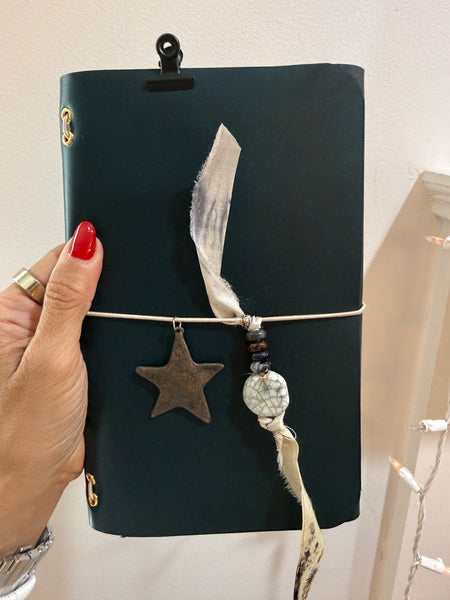 Chelsea Notes A5 Leather Journal Teal with Vintage Star Charm
