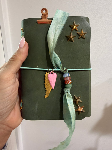 Chelsea Notes Passport Leather Journal Color Green 2 Charms