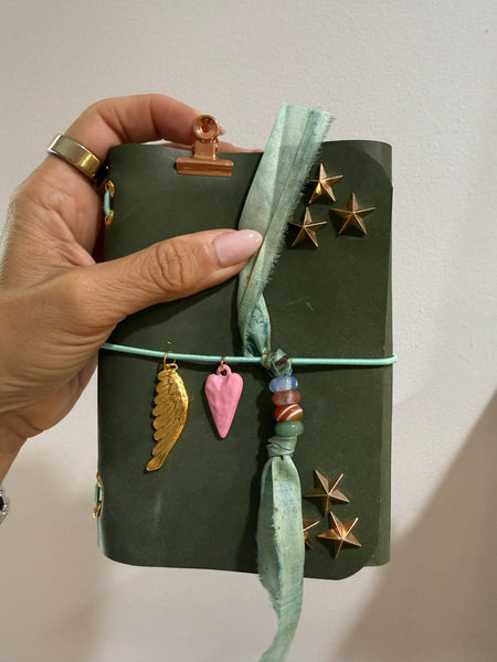 Chelsea Notes Passport Leather Journal Color Green 2 Charms