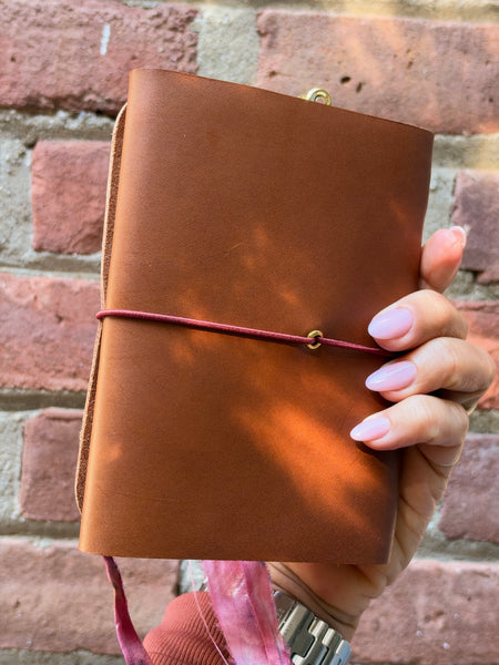 Chelsea Notes Passport Leather Journal Color Whiskey Moon And Circle Charm