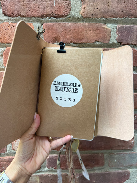 Chelsea Notes A5 Leather Journal Natural with Large Heart Charm 3 Notebooks