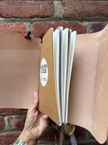 Chelsea Notes A5 Leather Journal Natural with Large Heart Charm 3 Notebooks