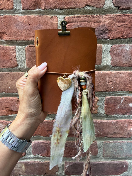 Chelsea Notes Passport Leather Journal Color Whiskey Heart Charm