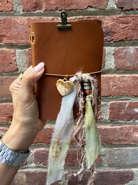 Chelsea Notes Passport Leather Journal Color Whiskey Heart Charm