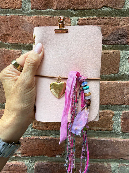Chelsea Notes Passport Leather Journal Color Baby Pink Gold Heart