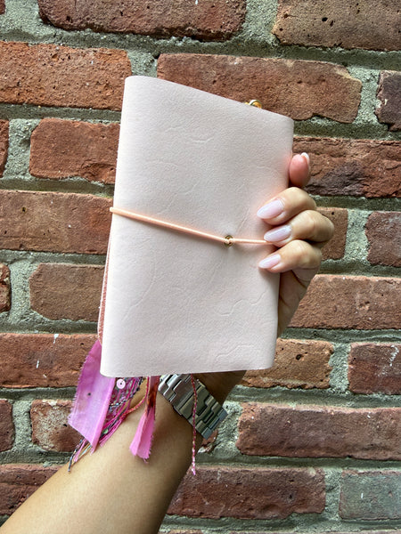 Chelsea Notes Passport Leather Journal Color Light Pink Butterfly & Stars
