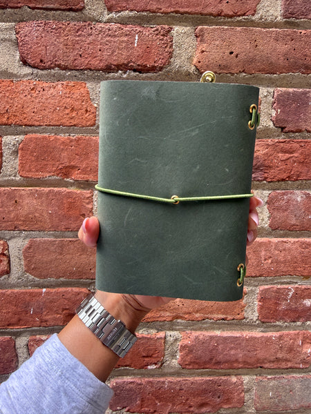 Chelsea Notes Passport Leather Journal Color Green with XL Butterfly Charm