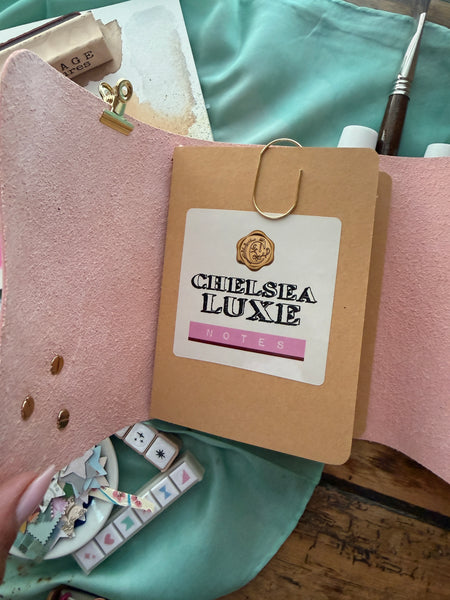 Chelsea Notes Passport Leather Journal Color Baby Pink Silver & Silver Stars