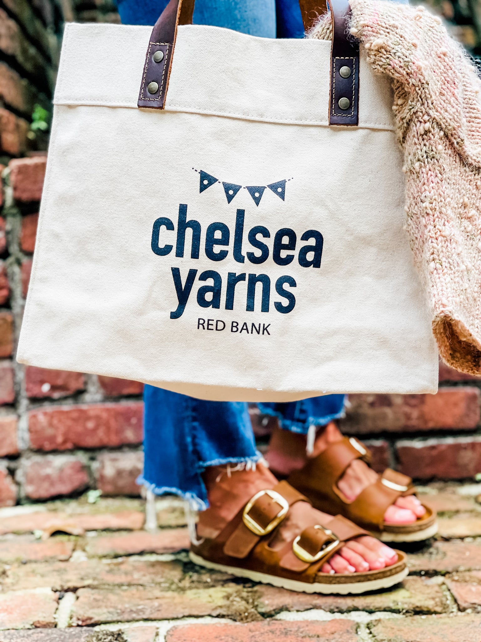 Chelsea Luxe Leather Handle Market Tote Bag